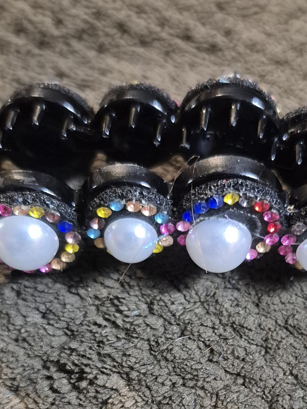 Black Pearl and Multicolor Crystal Hair Clip
